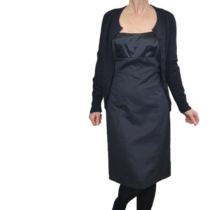 Dress Sleeveless LBD Squared neckline Wool blend black Size 8 ANTONIO MELANI